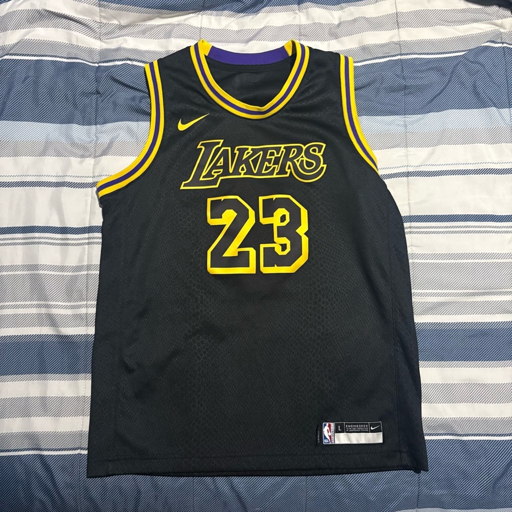 Nike Black and Yellow Lebron James lakers jersey